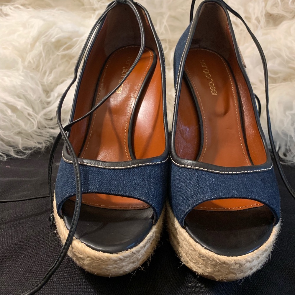 Sergio Rossi Denim Wedges!